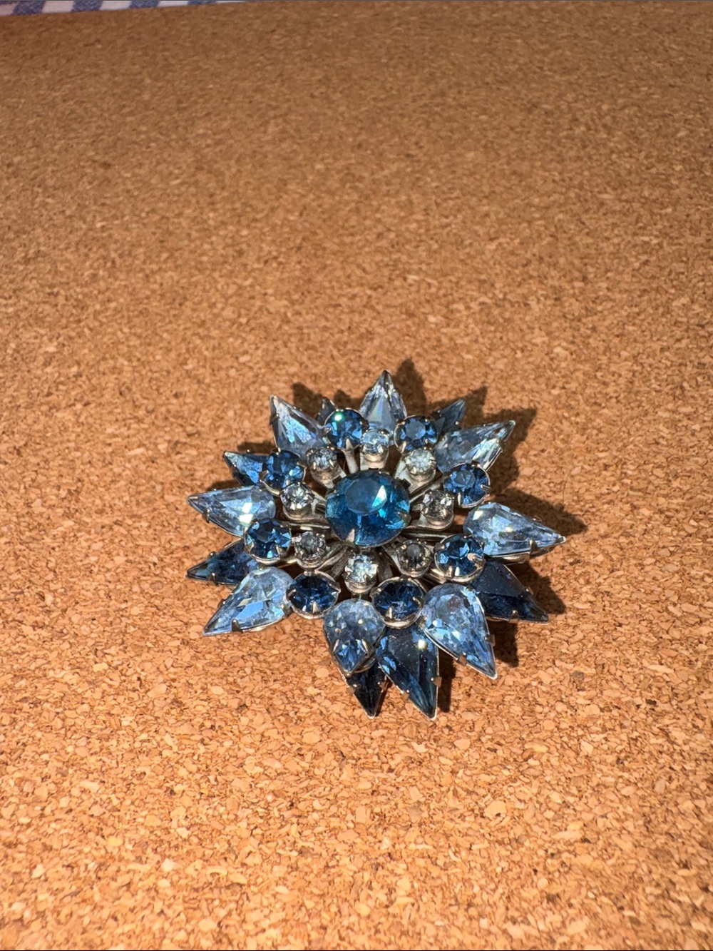 Dazzling Blue Crystal Floral Brooch - Women Jewelry